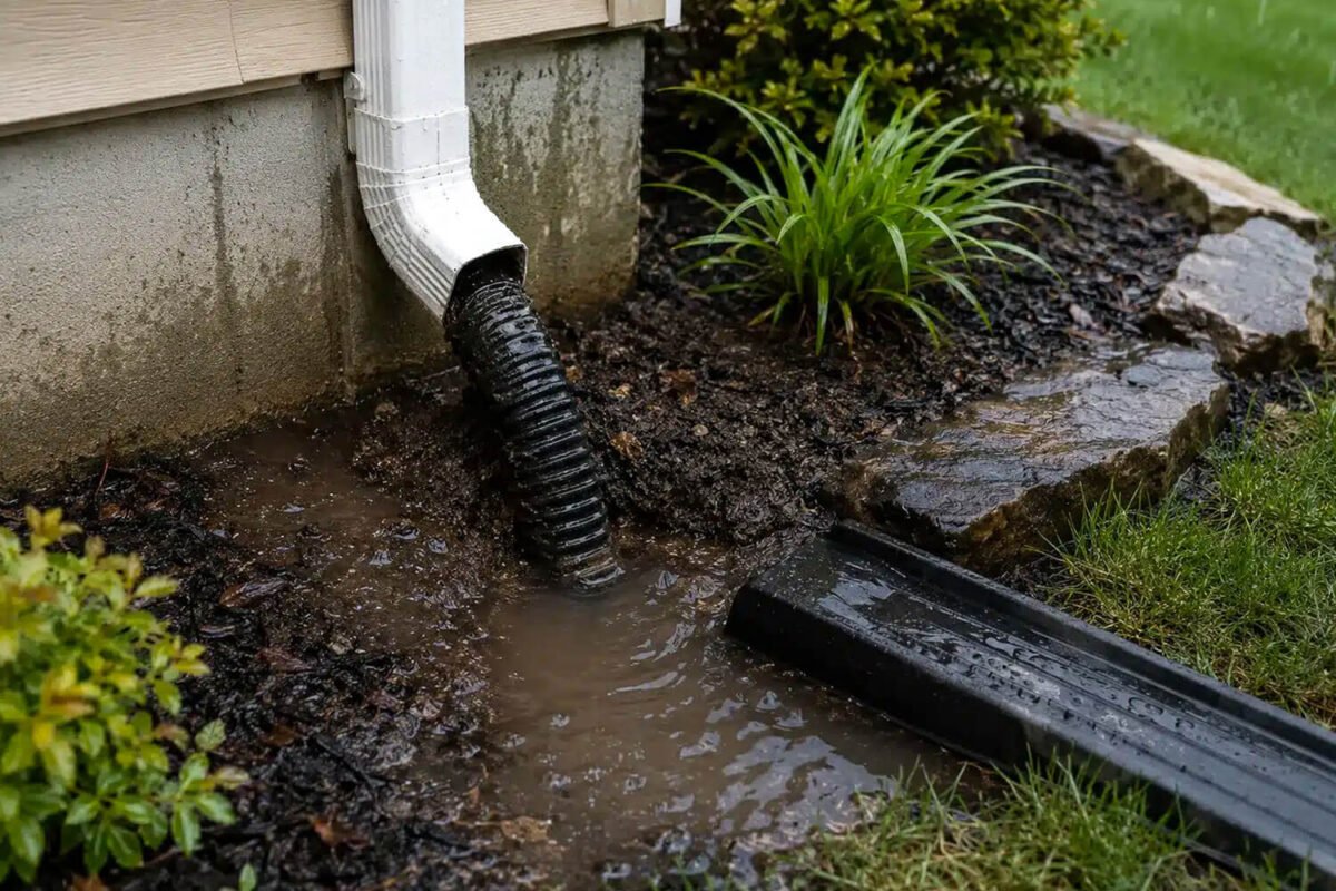flooding down spout
