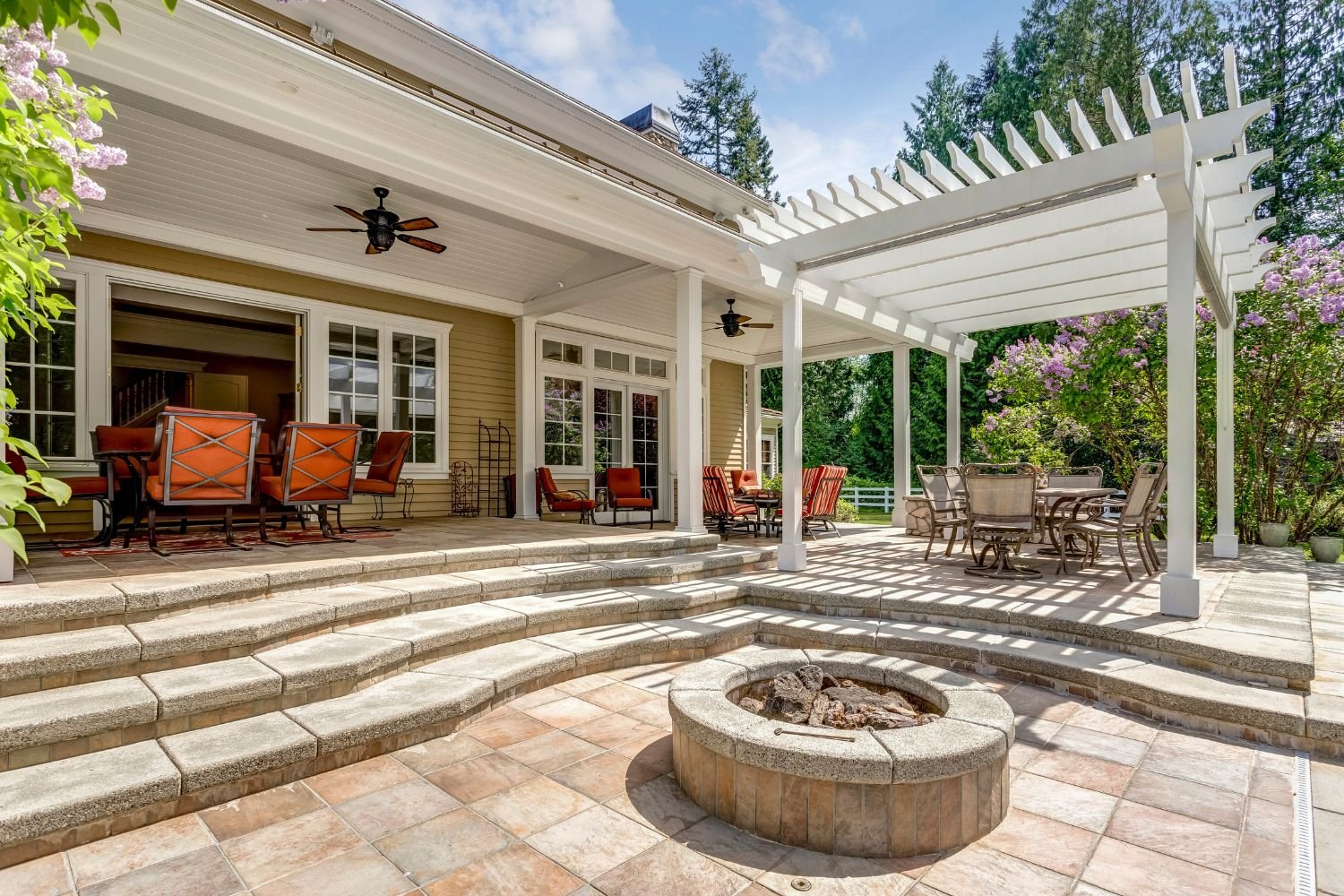 Fire pit concrete backyard