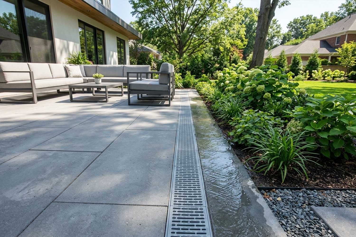 Channel Drains backyard installed