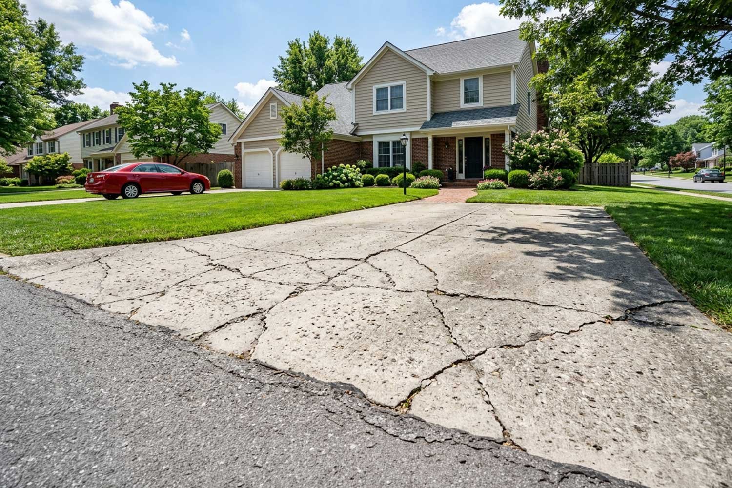 cracked concrete driveway
