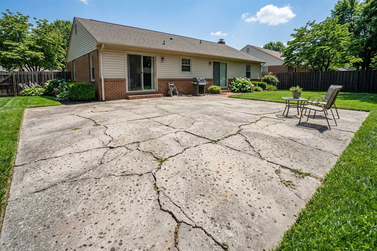 cracked patio concrete