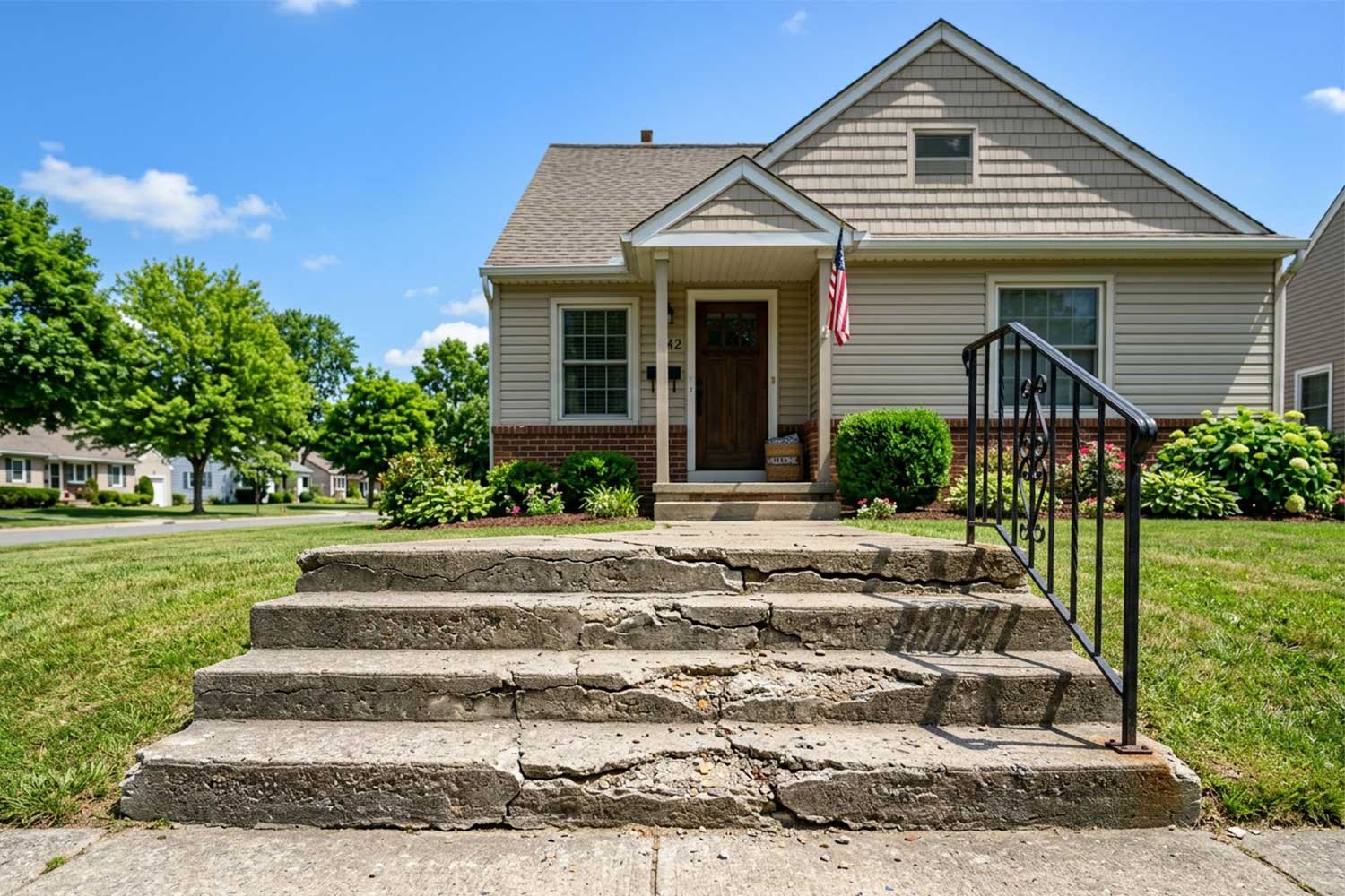 cracked concrete steps